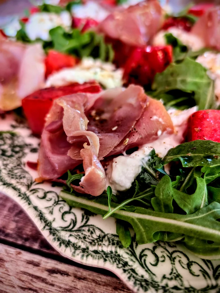 Charred Watermelon, Burrata and Parma Ham Salad