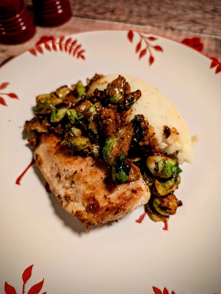 Chicken with Creamy Mustard Brussels Sprouts