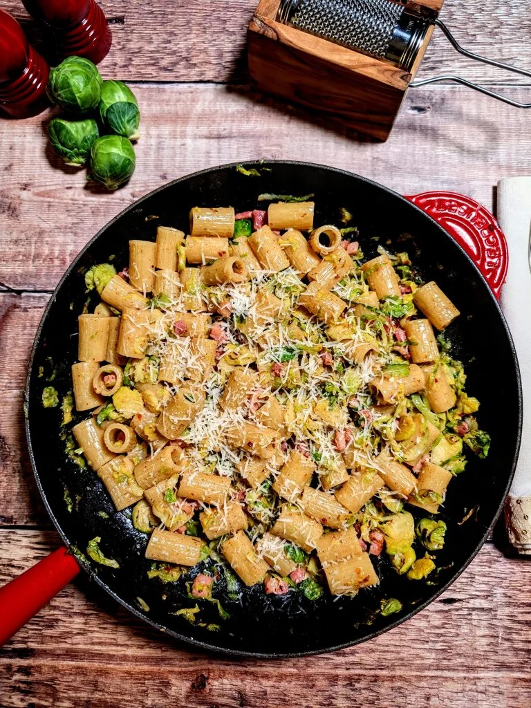 Christmas Pasta with Brussels Sprouts and Pancetta