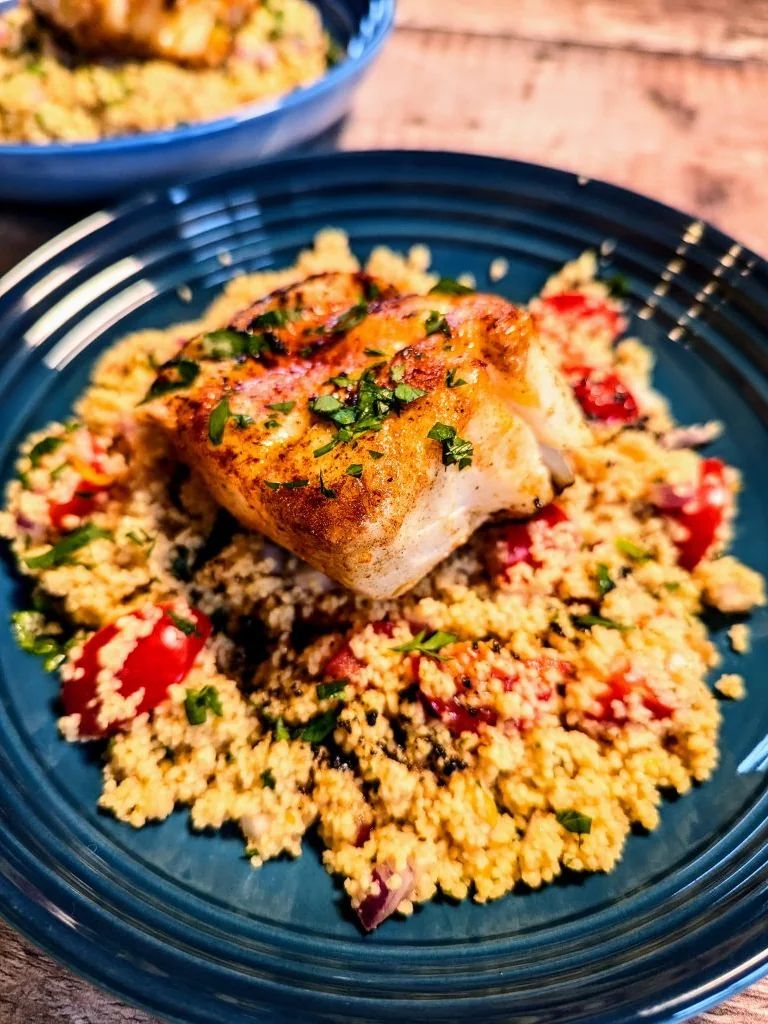 Golden Turmeric Cod with Couscous