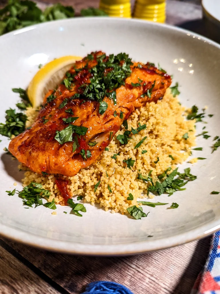 Harissa Spiced Cod with Lemon Couscous recipe image