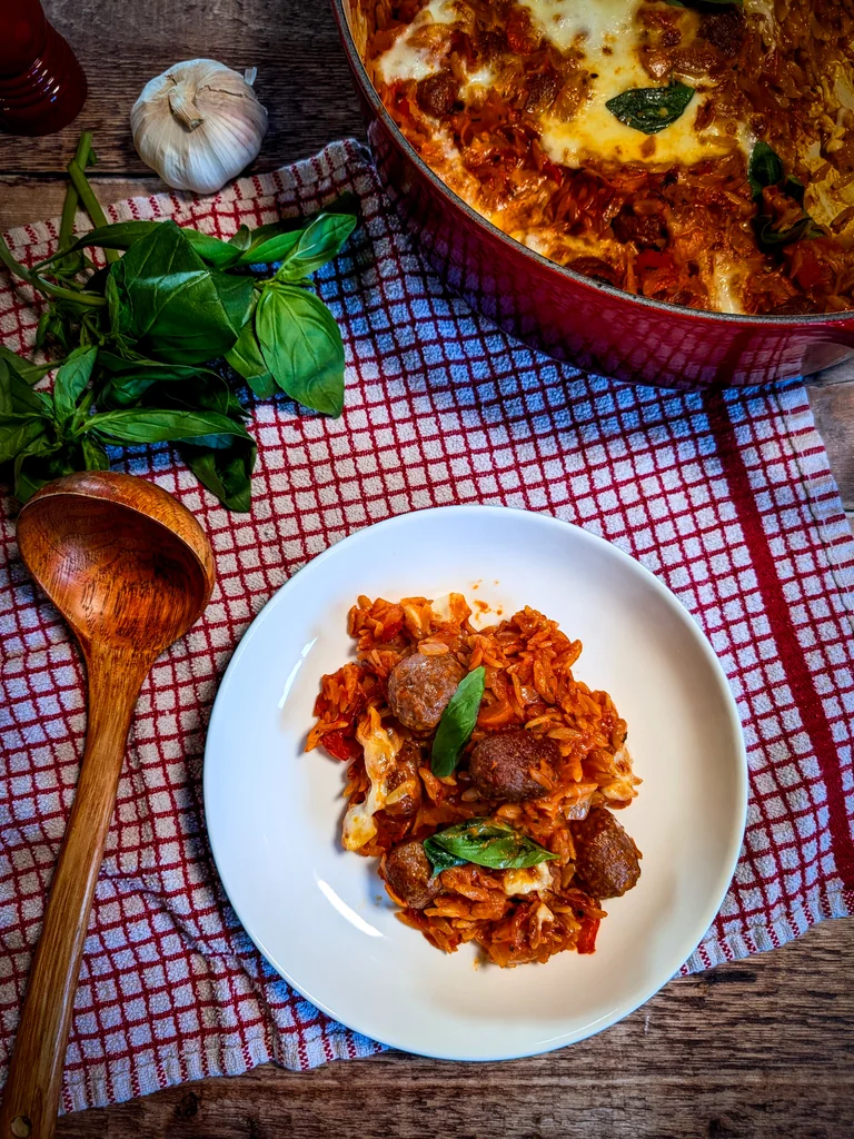 Hearty Sausage Meatball Orzo