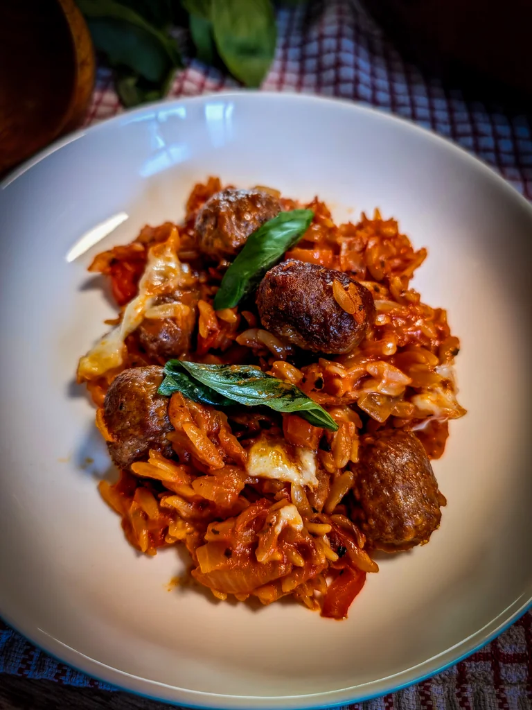 Hearty Sausage Meatball Orzo