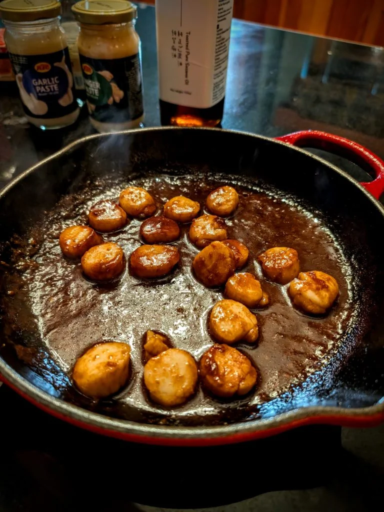 Miso-Glazed Scallops with Puy Lentils