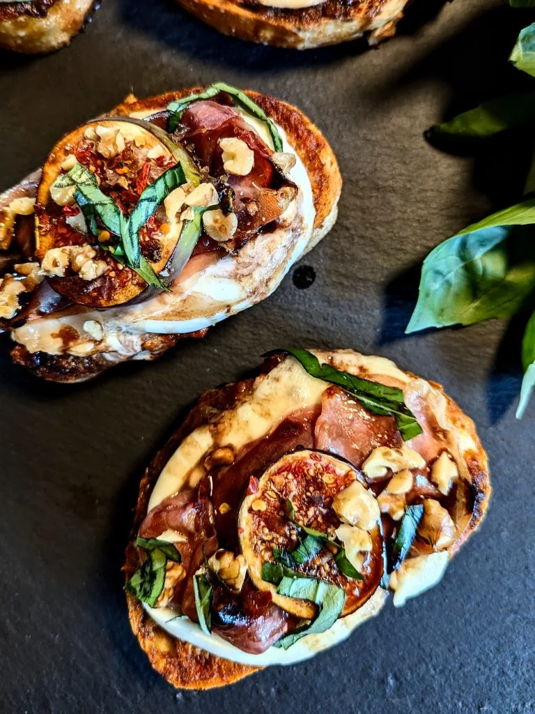 Mozzarella, Prosciutto & Fig Crostini