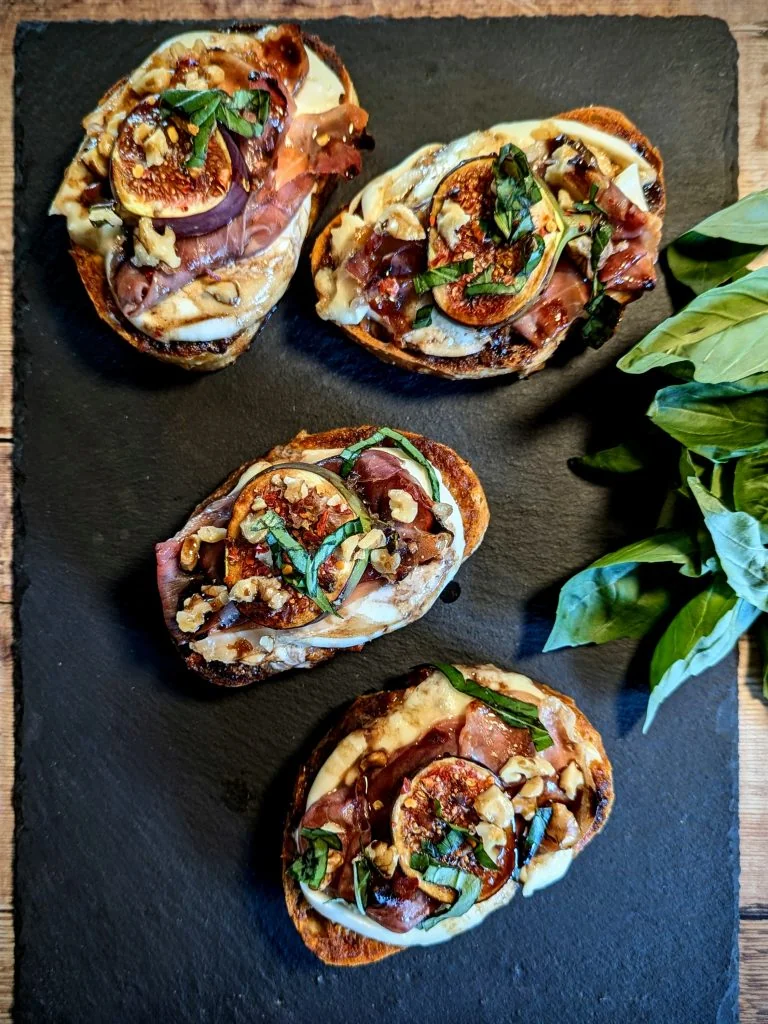 Mozzarella, Prosciutto & Fig Crostini