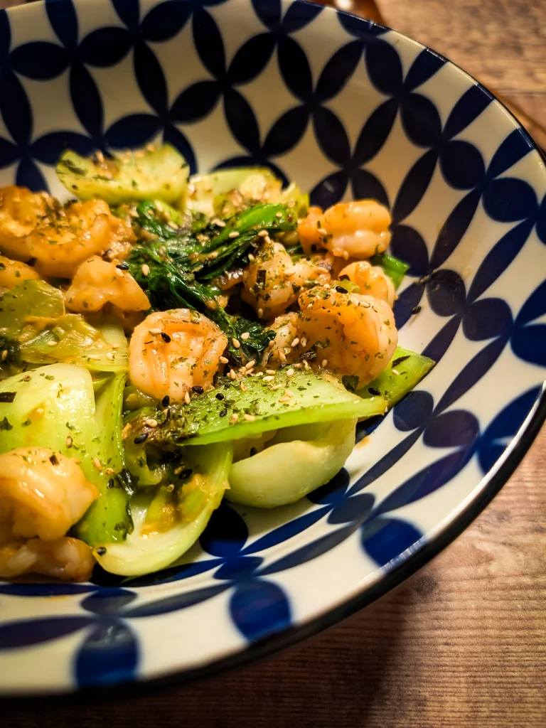 Quick Wasabi Prawns With Pak Choi