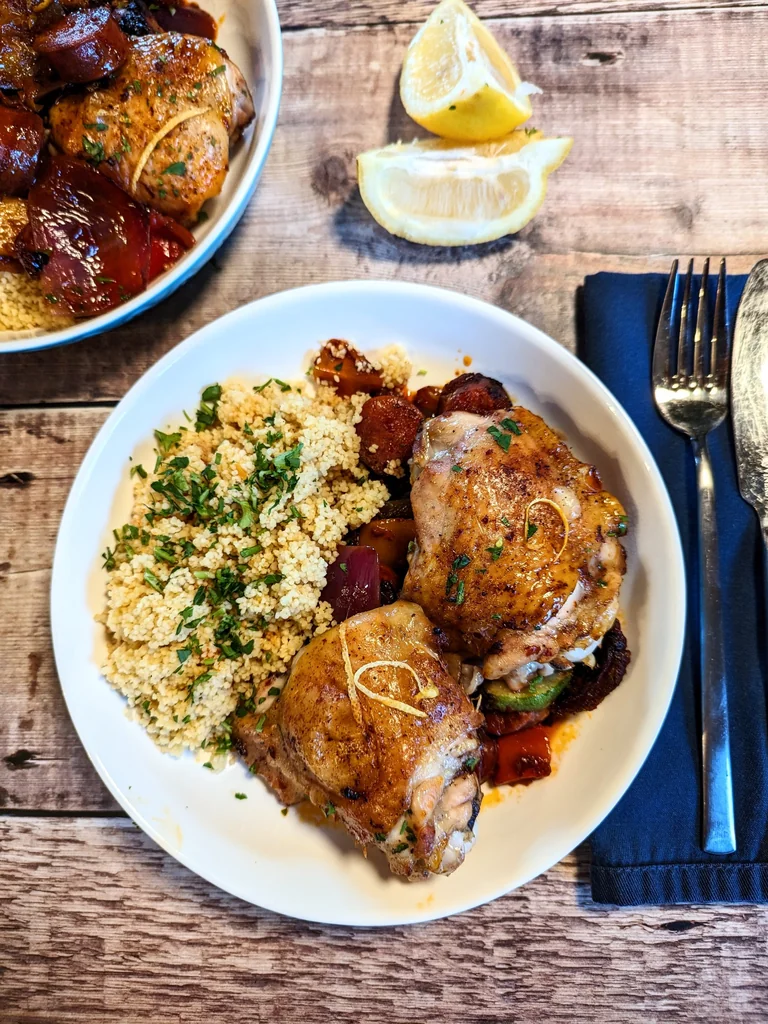 Rose Harissa Chicken & Mediterranean Vegetable Tray Bake