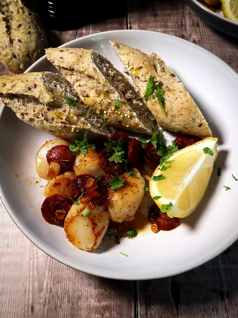 Juicy Scallops and Spicy Chorizo