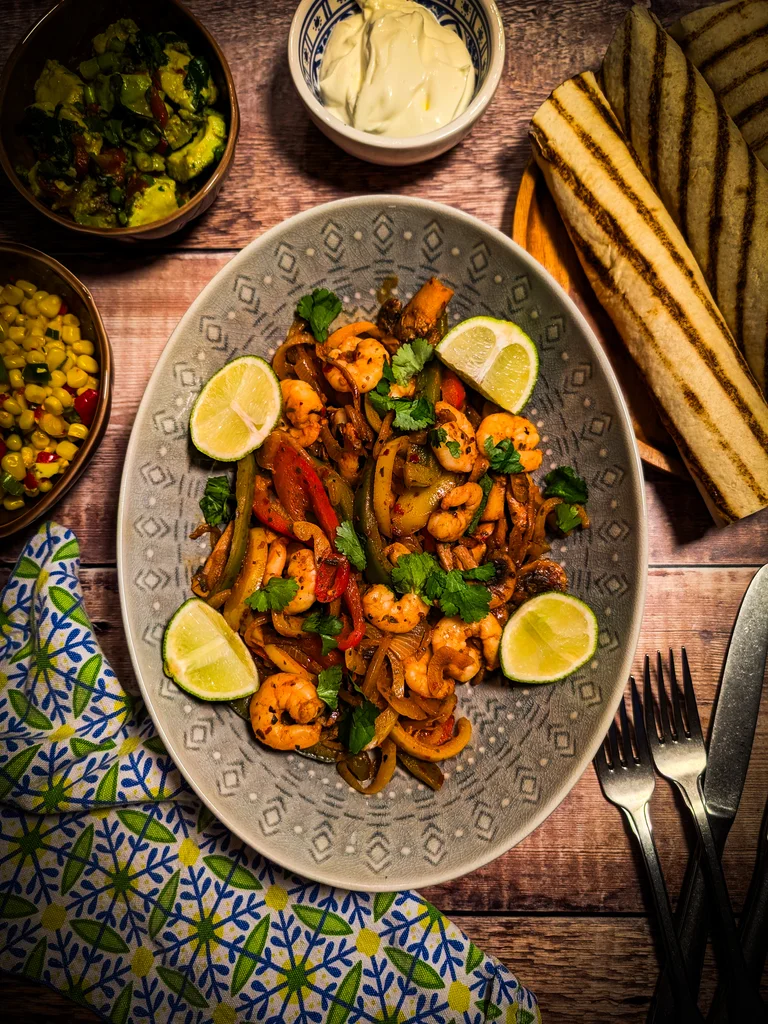 Spiced Prawn Fajitas recipe image